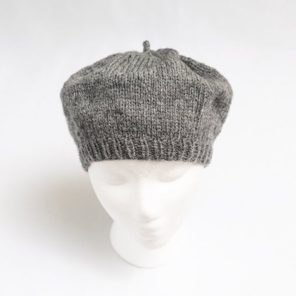 Hand knit Heathered Charcoal Gray French Parisian Beret main image 6